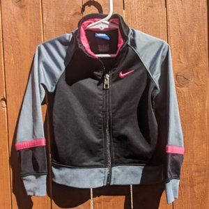 Girls Tri-Color Nike Track Jacket Black Gray & Pink (3T)